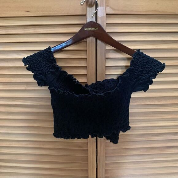 Free People Black Crop Top Small - Picture 1 of 4